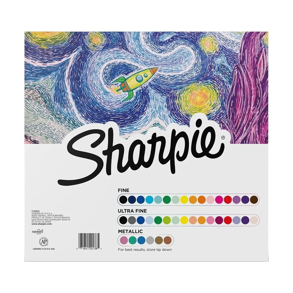 Sharpie Permanent Markers Gift Set, Gray Barrels/Assorted Ink Colors, Set Of 38